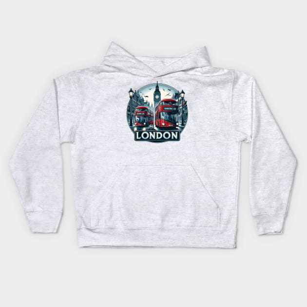 London Bus Kids Hoodie by Vehicles-Art